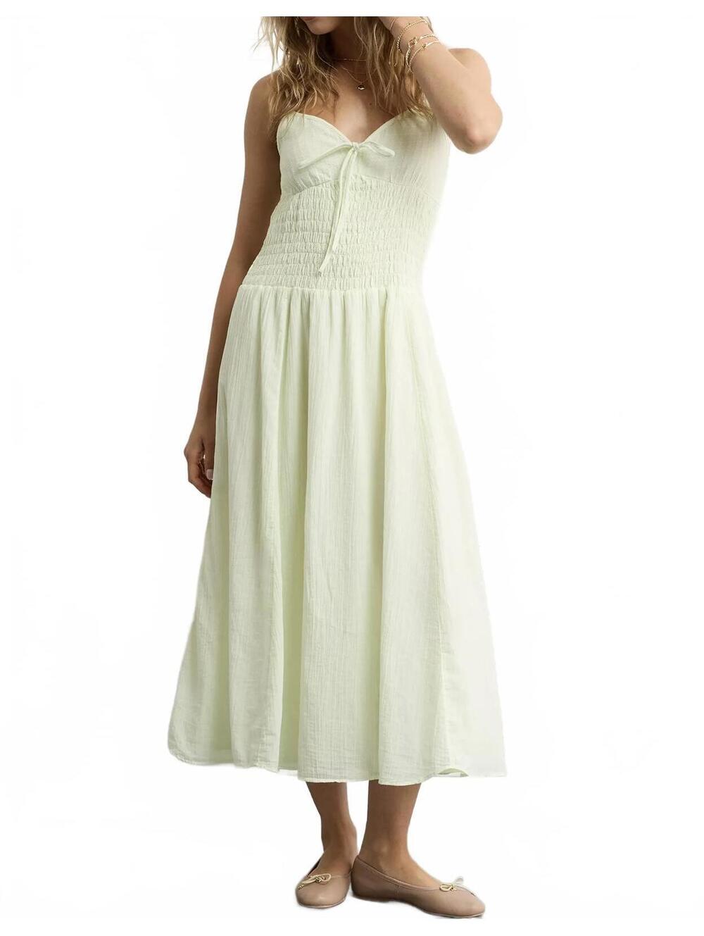 AE V-Neck Smocked Bodice Midi Dress American Eagle Lime NWT Small